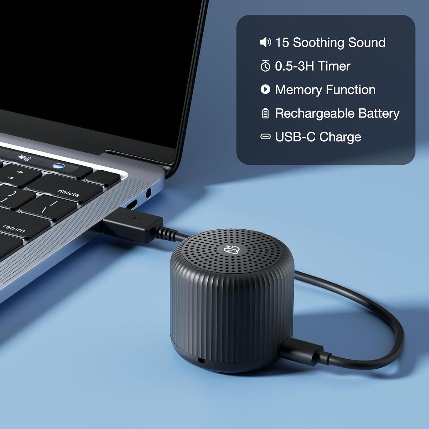 White Noise Machine Baby Portable Sound Machine,LEICEX Travel Sound Machine,15 Non-Looping Sound Timer and Memory Play, Mini White Noise Machine for Sleeping Office Travel (Black)