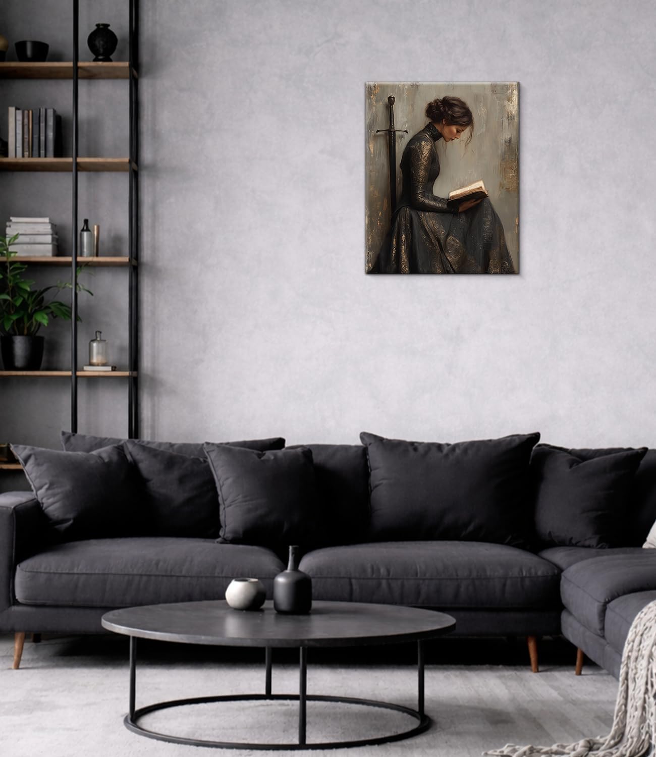 Victorian Woman Reading Wall Art Print - Vintage Dark Academia Canvas Poster Painting - Moody Wall Decor for Home Reading Nook Library 8x10 Inch Framed