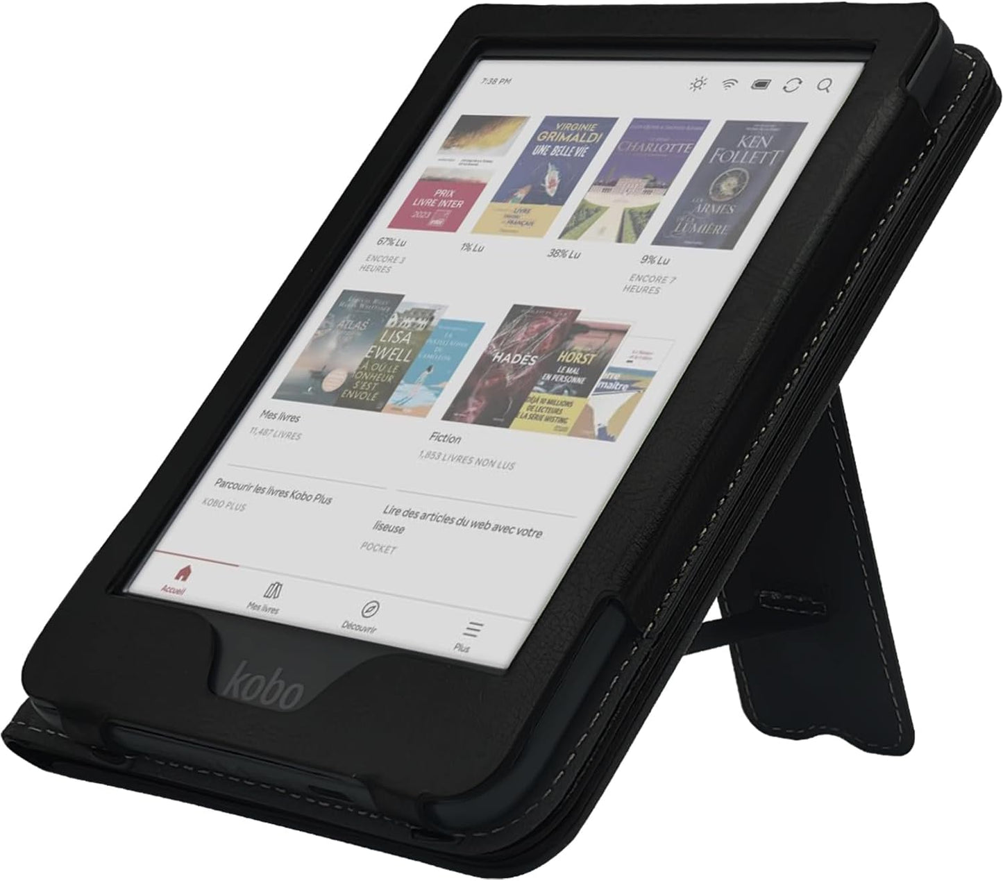 Stand Case for 6'' Kobo Clara Colour/Clara BW/Clara 2E Cover (Model N367 / N365 / N506) with Auto Sleep&Wake/Double Hand Strap/Magnetic Closure (Gentleman Black)