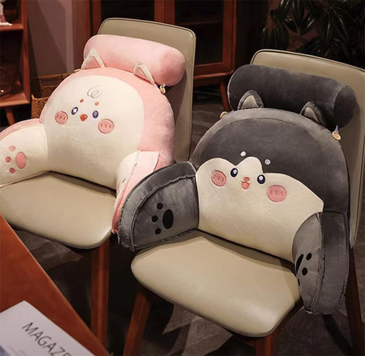 Tingting's Dream Cute Sofa Lumbar Back Cushion Office Chair Lumbar Support Pillow Bed Rest Reading Pillows Soft Cartoon Waist Cushions (Pink, 65×40CM/25.59"×15.7")