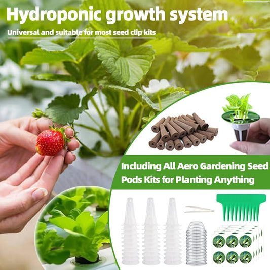 101pcs Hydroponic Pods Kit - Grow Anything Seed Pods with 30 Grow Sponges, 30 Labels, 15 Grow Baskets & Domes 10 Plant Tags and 1 tweezer | Fits Most Indoor Gardening Planting Systems