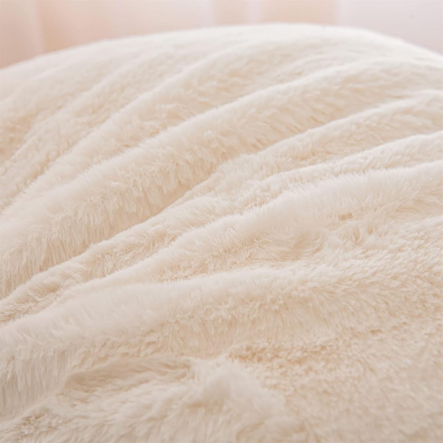 Reading Pillow with Arms — Large Faux Fur Wedge Backrest for Bed & Couch, Adults & Children (Ivory)