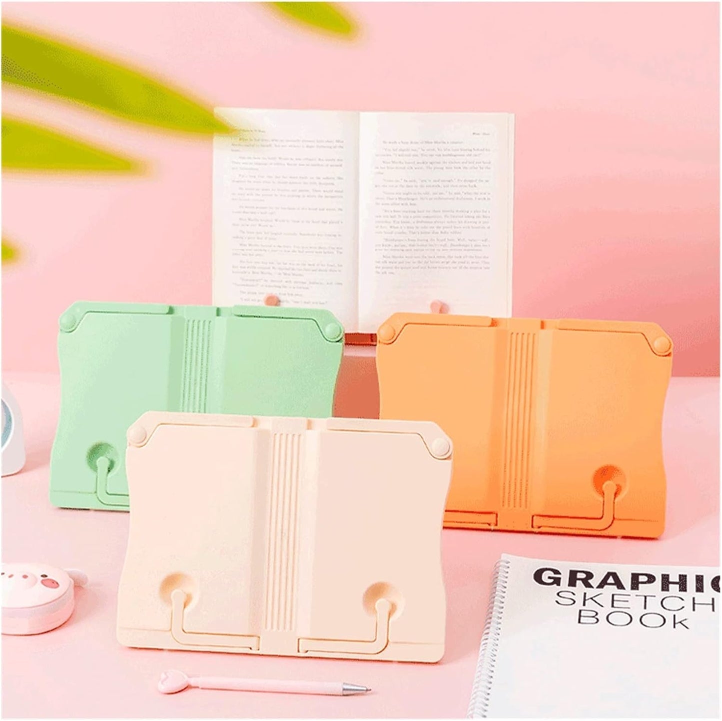 Book Stands and Holders for Reading Home Office Kitchen Bookstand Portable Sturdy Bookstands for Recipes Textbooks and Tablet Music Books for Kitchen and Office (Color : Orange) (Orange)