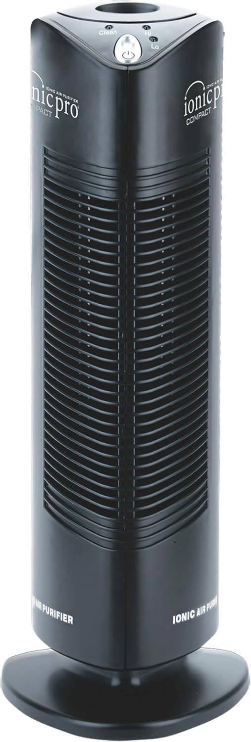 Ionic Pro Compact (CA200) Air Purifier Tower, Never Replace Filters, Quiet Negative Ion Technology, Cleans Rooms Up to 300 sq. ft