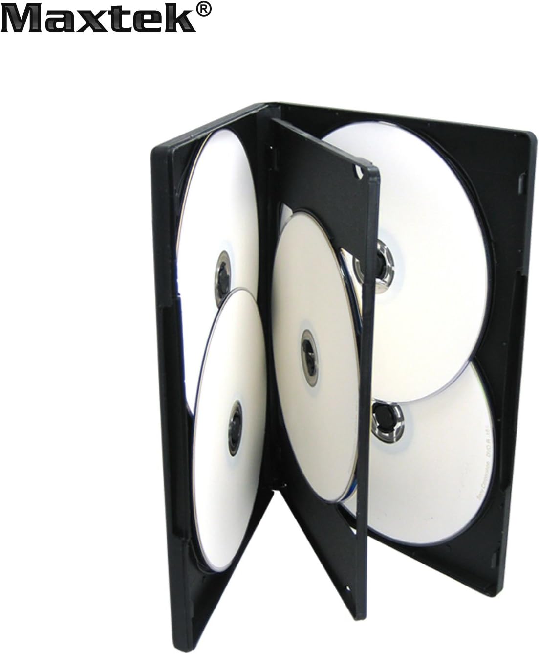 25 Pack Maxtek Standard 14mm Black Six (6) Disc DVD Cases with Double Sided Flip Tray and Outter Clear Sleeve
