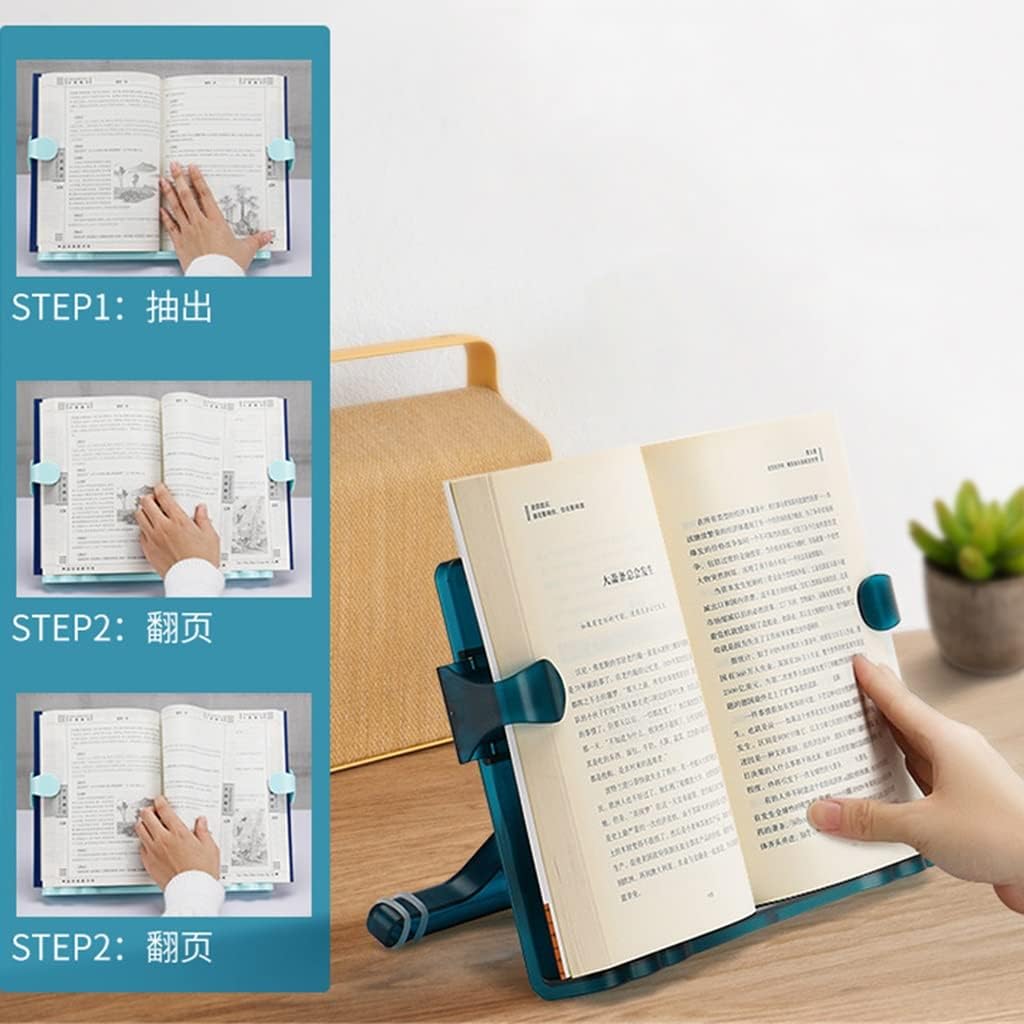 Reading Shelf Multifunctional Adjustable Portable Student -Handed Flip Book(Blue)
