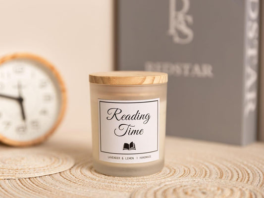 Reading Time Candle - Book Lovers Gifts, Gifts for Readers, Lavender & Lemon Scented Candle, Natural Soy Wax & Natural Essential Oils