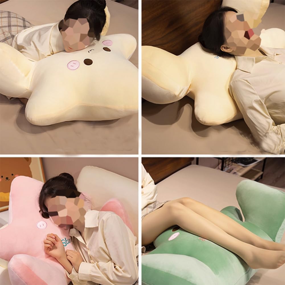 Cute Bed Rest Reading Pillows Sofa Waist Back Cushion Sleeping Feet Neck Support Cushions Soft Resting Backrest Pillow (Green, 80×60CM/31.5"×23.6")