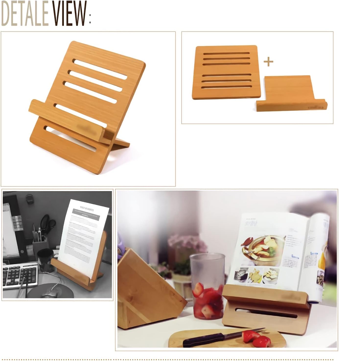 Book Stand Book Stand with Adjustable Height and Angle Groove Desk Book Holder Cookbook Stand Document Holder for Tablet Rest Stand