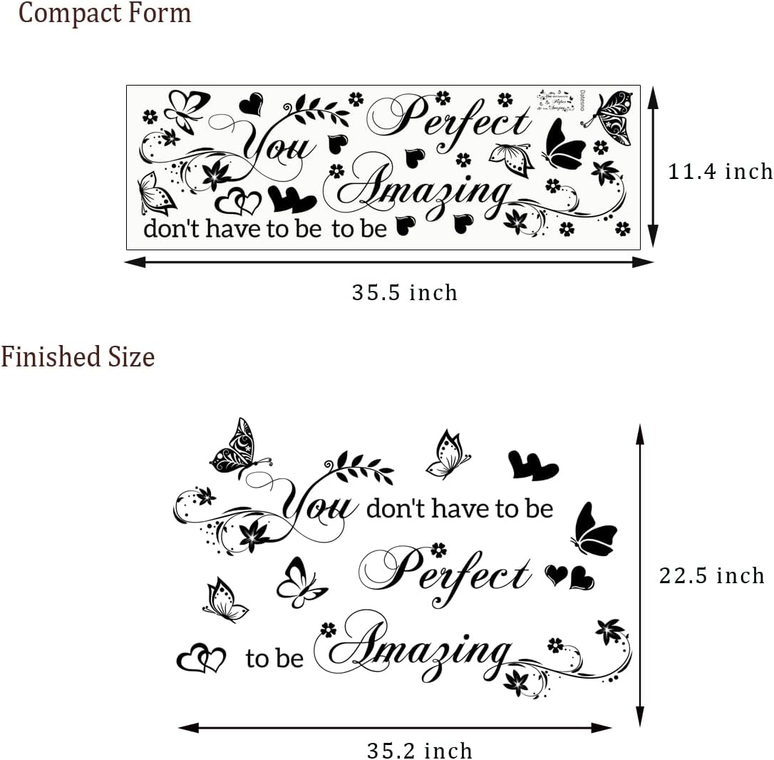 Wall Stickers for Bedroom Inspirational Quotes Wall Decals You Don't Have to Be Perfect to Be Amazing Decorations Wall Sticker for Living Room Wall Decal Hallway Wall Sticker Home Decor