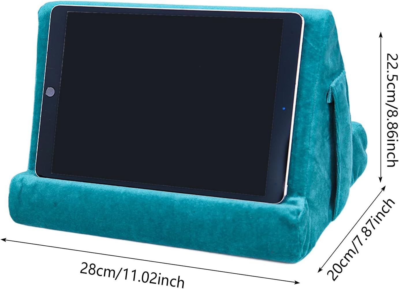 2pcs Multi-Angle Tablet Holder Cushion Stand with Net Pocket & Black Color Phone Stands Upgraded Tablet Pad Support for Phone,Pad,Books ( Lakeblue )