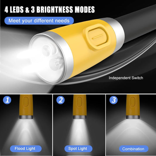 LEDGLE LED Neck Light for Reading Rechargeable Neck Flashlight for Knitting, 3 Adjustable Brightness, Flexible Soft Silicone Arms - for Reading Knitting Crocheting Camping Repairing (Yellow)