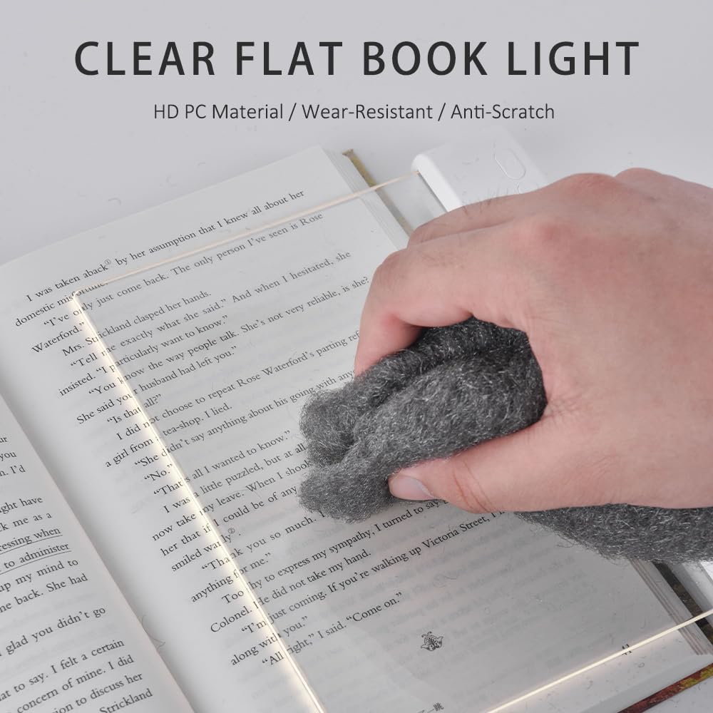 Book Light, 3 Color Adjustable LED Flat Reading Light, Rechargeable Clear Panel Plate Lamp with Timer & Memory Function, Bedside Lamp Book Lovers Gifts for Boys and Girls Women Man (Black)