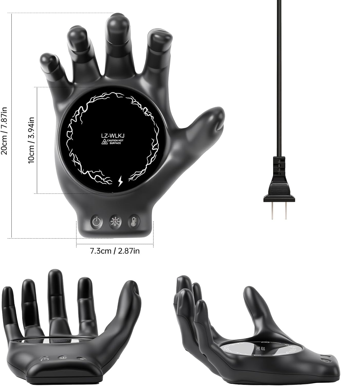 Devil's Hand Heating Mug Warmer & Mug Set - 3 Temp Settings & 8H Timer, Coffee Cup Warmer Plate for Desk Auto Shut Off, Ideal Beverage Warmer Gift for Coffee, Tea, Milk (Black)