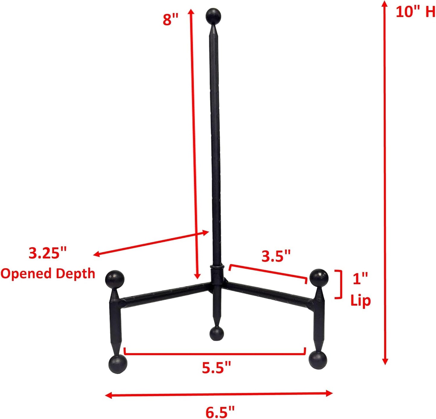 TRIPAR Modern Tripod Easel Display, Black Finish (5.25-Inch Depth, 1 Foot Height) - Lightweight & Durable Design - Perfect for Displaying Decorative Pictures, Artwork, Plates, Tiles, & More (10 Inch)