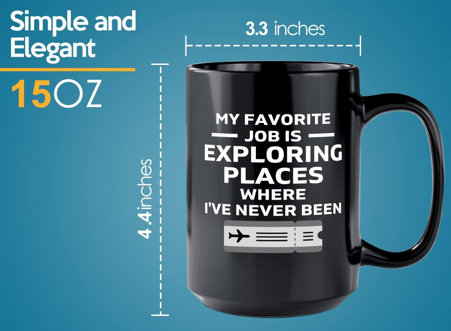 Journalist Coffee Mug 15oz Black -Exploring Places - Reading Lover Book Club Gift Author Appreciation Writer Journalism Novelist Scriptwriter