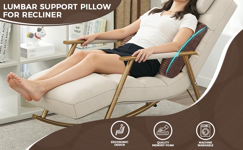Large Lumbar Cushion Lumbar Support Pillow, Ergonomic Lumbar Pillow with Machine Washable, Help Relieve Pain of Back, Lumbar, Tailbone and Sciatic Nerve Support. (Brown)