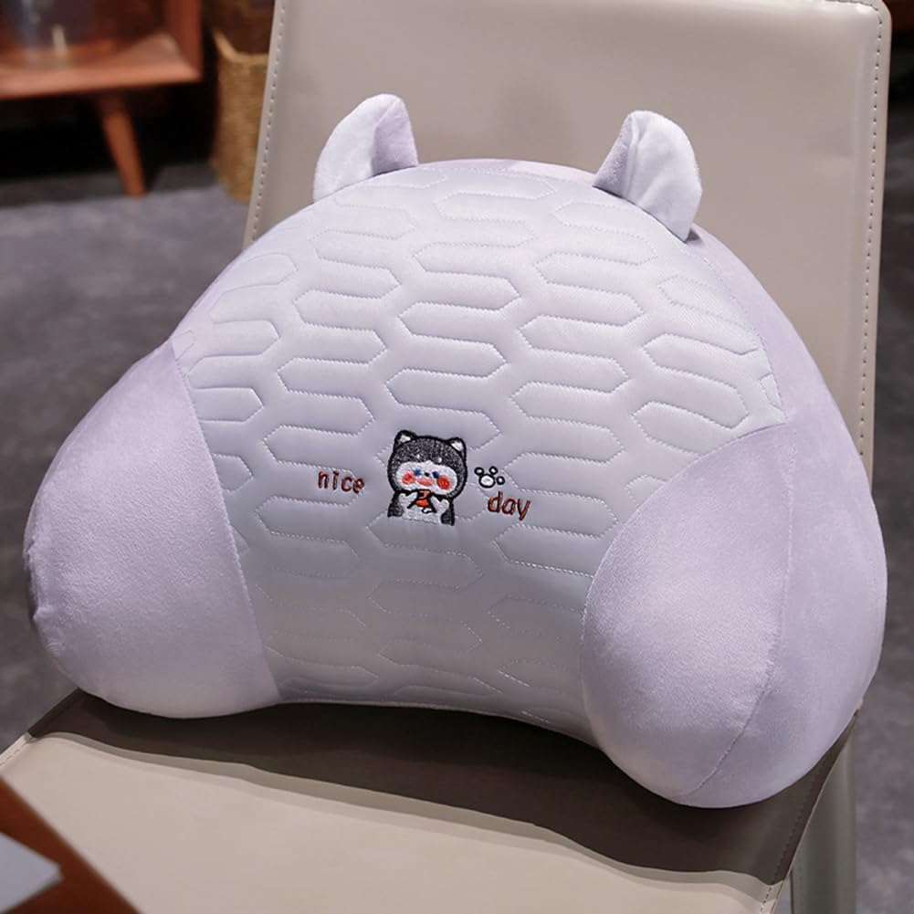 Tingting's Dream Ice Silk Latex Lumbar Support Pillow Office Chairs Waist Pillow Soft Bed Rest Reading Pillow Gaming Chair Back Cushion (Gray, 50×35CM/19.7"×13.8")