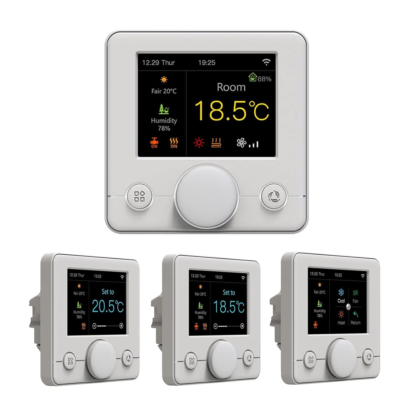 Smart Thermostat Intelligent Floor Heating &Fan Coil Unit Indoor Constant Temperature Controller(Black)