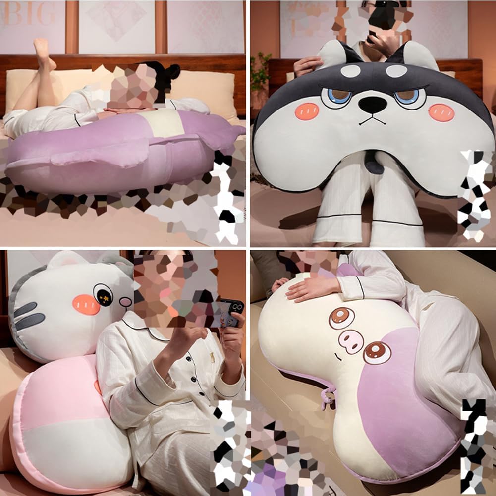 Cute Bed Backrest Pillow Soft Sofa Rest Reading Pillow Side Sleeping Plush Hugging Pillow Office Chair Waist Cushion (Pink Rabbit, 80×40CM/31.5"×15.7")