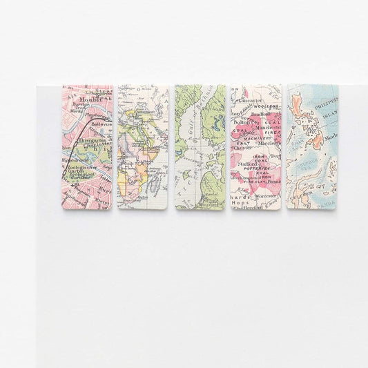 Monolike Magnetic Bookmarks Vintage Maps, Set of 5