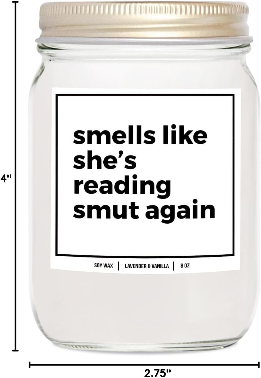 You Nique Designs Smut Candle 8oz - Smut Reading Lovers Candles - Smutty Book Lovers Surprise Ideas, Funny Reader Gifts - Smutty Gifts - Smut Book Merch (Lavender & Vanilla)