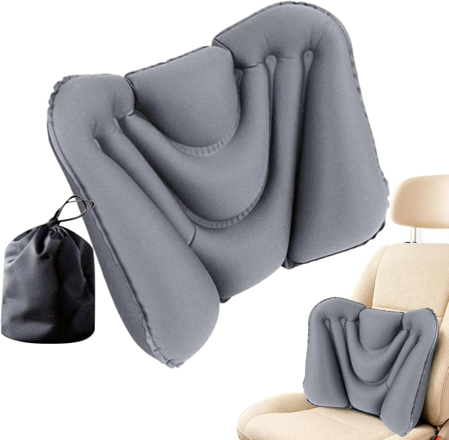 Lumbar Support Pillow - Foldable Inflatable Cushion | Lumbar Cushion Chair Back Support - for Travel Airplane Outdoor Home Office Chair Seat Bed Car Driving Sitting Reading