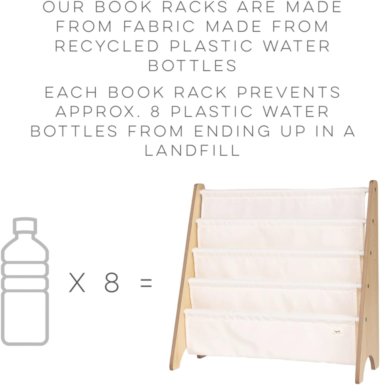 3 Sprouts Kids Bookshelf with Recycled Fabric - 4-Tier Sling Storage for Kids Rooms Holds 35 Titles - Toddler Organizer for Ages 3+ - Checkered Green