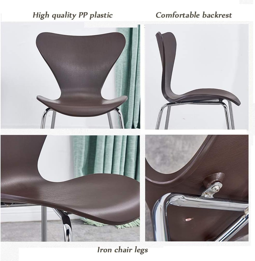 RXBFD Comfortable Chair Mid-Century Modern PP Plastic Dining Chair with Metal Legs, Ergonomically Designed Comfort Curve, for Living Room/Cafe/Lounge/Study Room/Dining Room/Pub Leisure Chair
