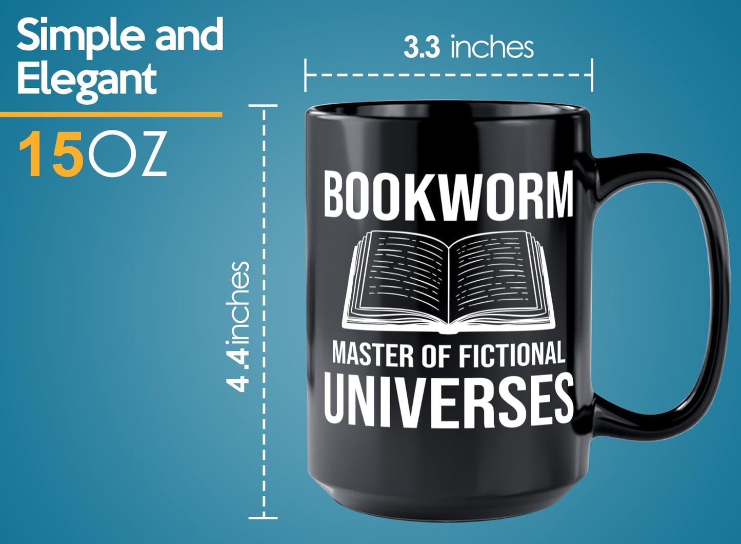 Book Lover Coffee Mug 15oz Black -Bookworm Master of - Bookworm Literature Library Book Lover Reader Booked Editor Intellectual Studious