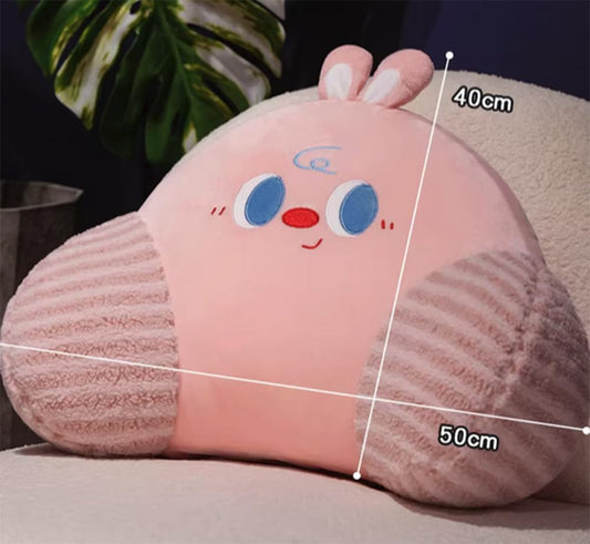 Tingting's Dream Cartoon Office Chair Lumbar Pillows Bed Sofa Reading Rest Pillow Cute Plush Lumbar Back Cushions Soft Waist Pillow (Pink, 40×50CM/15.7"×19.7")