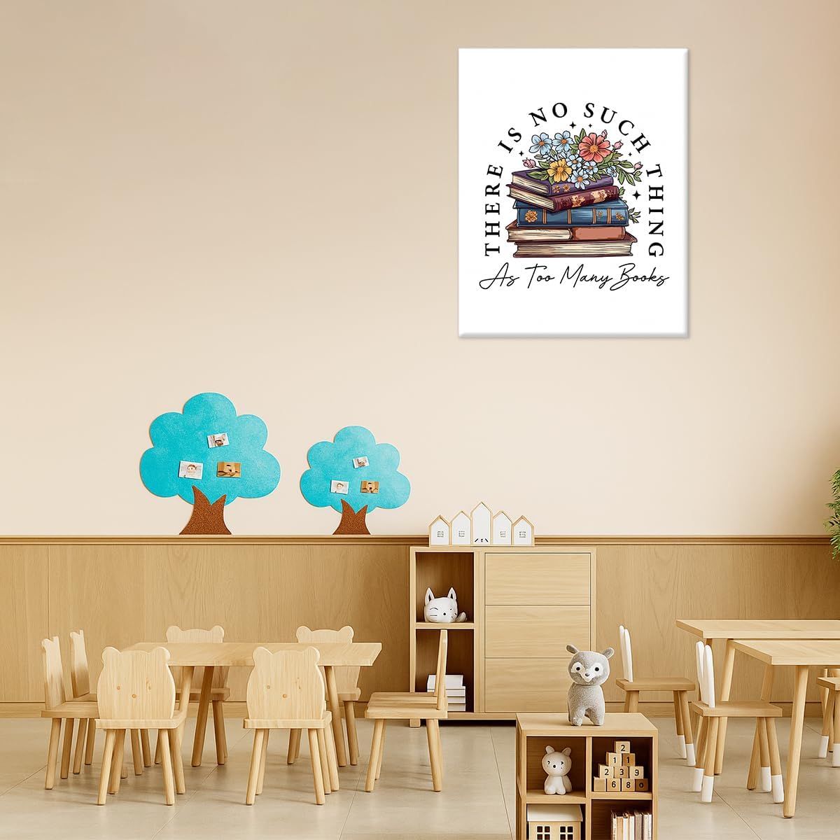 Book Lovers Wall Art Print Floral Books Poster Picture Artwork Bookish Wall Decor for Home Study Reading Room Library 8x10 Canvas Framed
