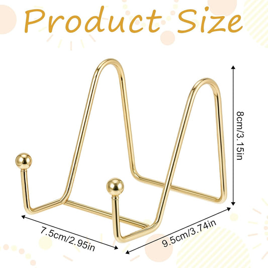 1 Pcs 3.5 Inch Plate Holder Easel Display Stand Table Top Display Metal Frame Holders Decorative Plate for Book Picture Photo and Platter (Gold)