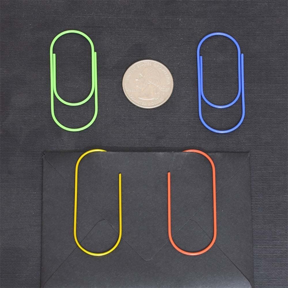 OWLFAVO 100pcs 2 inch Jumbo Paper Clips with Storage Box, 10 Colors, Funny Cute Paperclips Bookmarks Planner Clips for Fun Office Supplies School Gifts Wedding Decoration