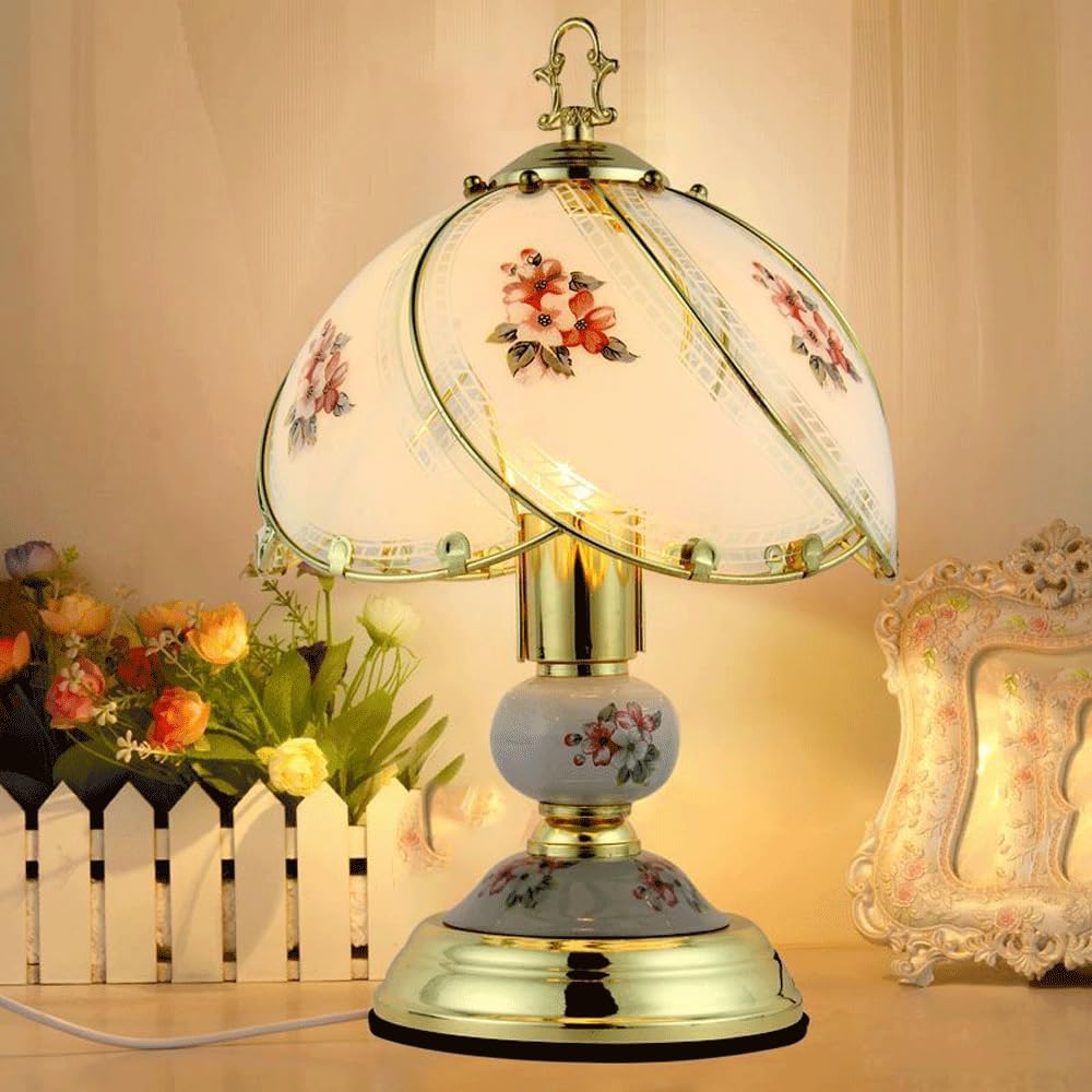 Kitchen Faucet 14.57 Inch Vintage Glass Table Lamp with Button and E26 Socket Decorative Desk Light for Bedroom Living Room Office Reading Nook Side Table and Home Lighting