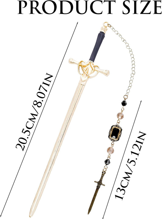 Antique Charms Sword Bookmark - Vintage Metal Book Marks for Men Women Students Teachers Reader Cool Page Mark with Crystal Beads Swords Charm Reading Lovers Birthday Gifts School Accessories