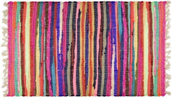 Reversible Chindi Rug Runner 20"x32" – 100% Recycled Cotton | Multicolor Handmade Floor Mat for Bedroom, Kitchen, Living Room, Entryway, or Laundry Room | Eco-Friendly & Durable