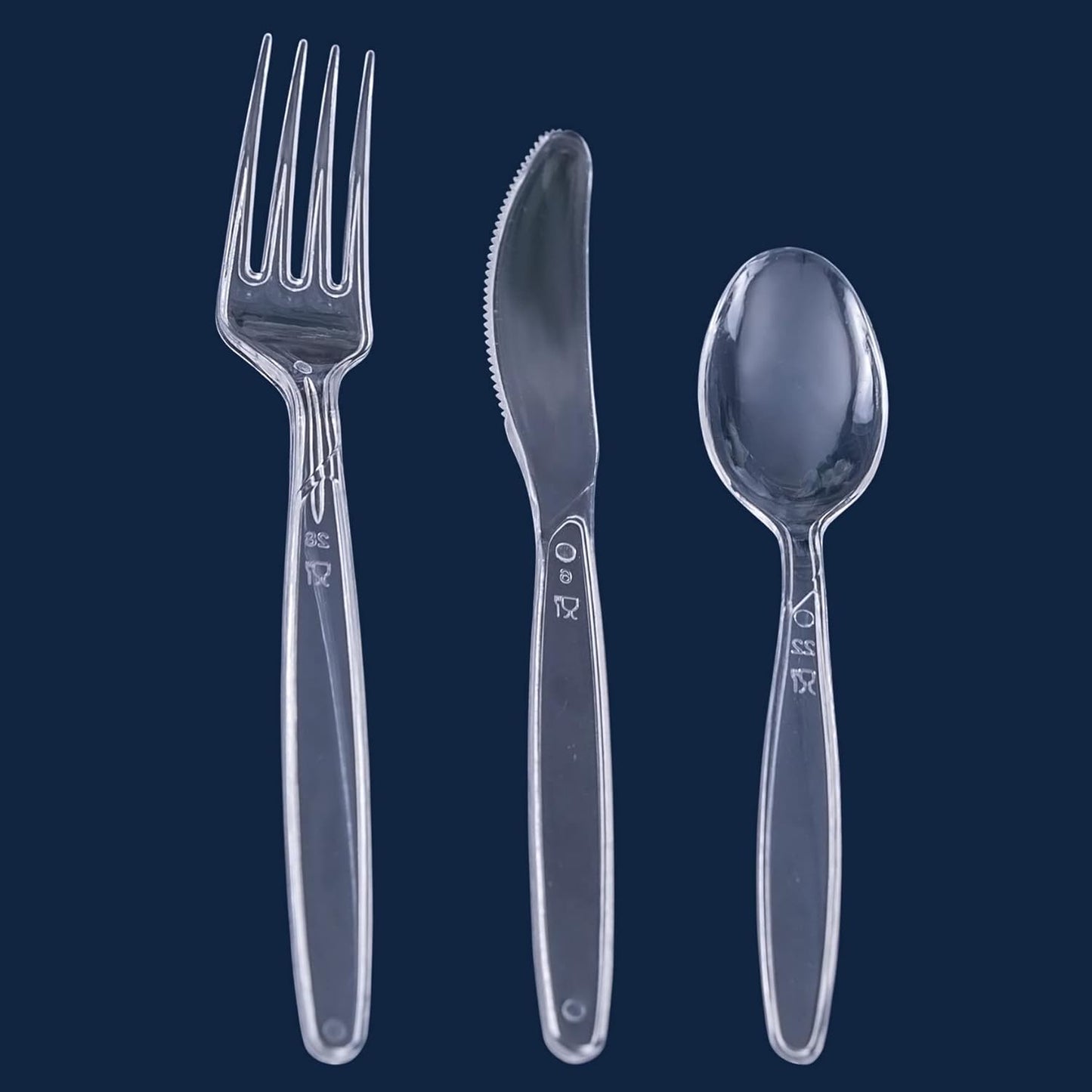 Party Bargains Disposable Cutlery set, SAPPHIRE Design, Clear Color, 360 Pieces: 180 Forks, 120 Spoons, 60 Knives