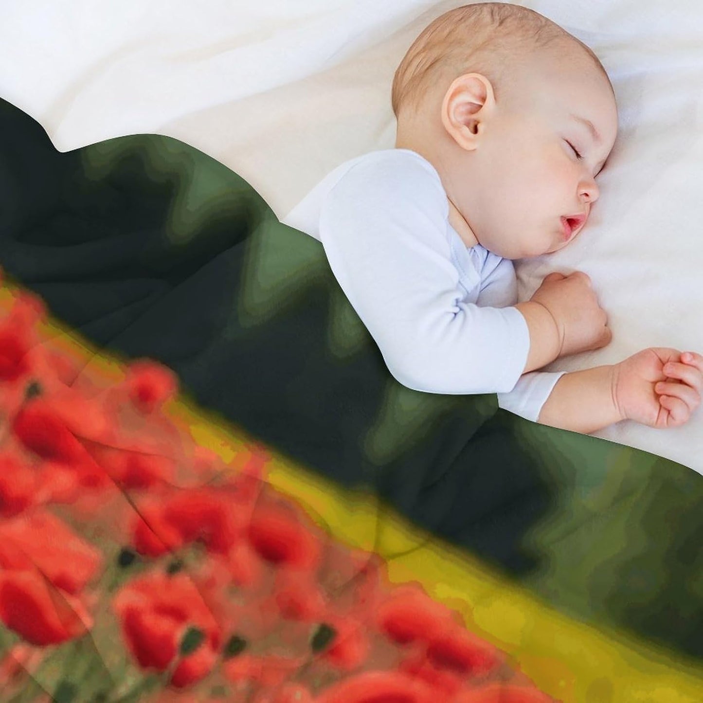 Red Poppy Field Farm Meadow Landscape Throw Blanket for Couch Super Soft Warm Lightweight Throw Blankets Cozy Flannel Bed Blanket Cute Decorative Blankets for All Seasons Home Decor Gift 30"*40"(76*10