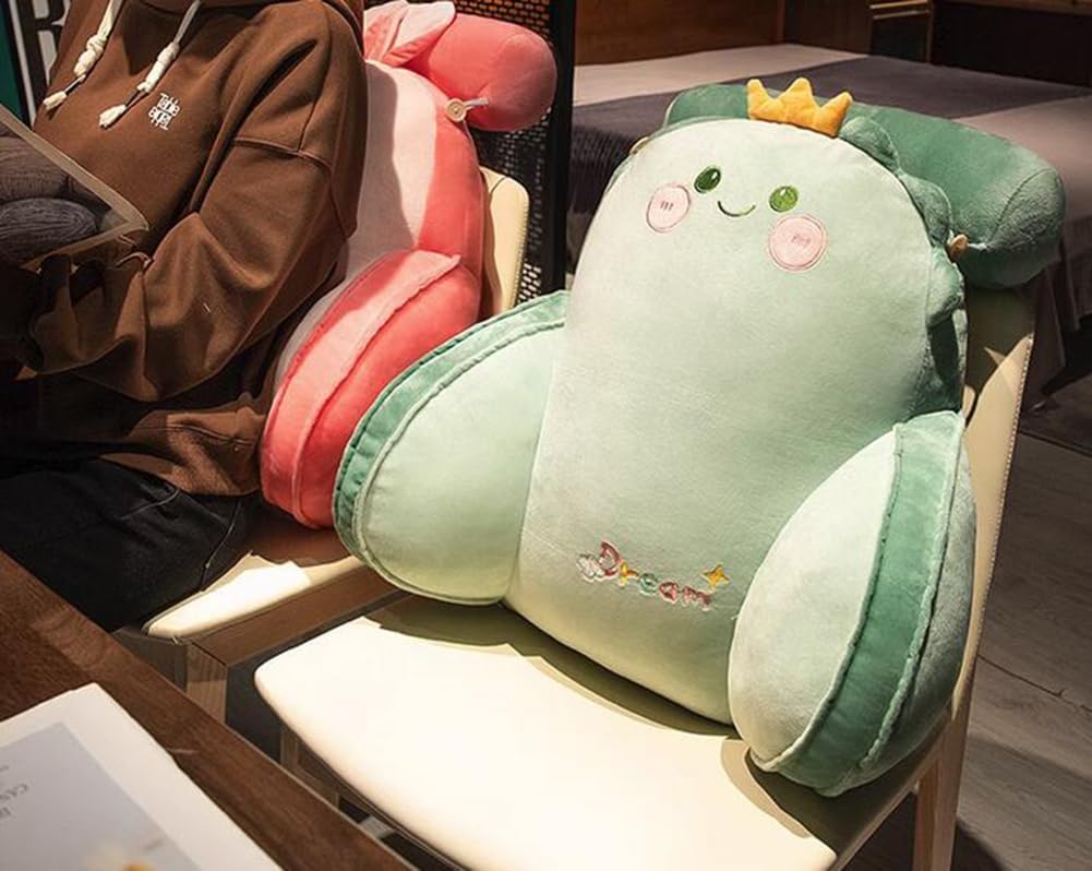 Cartoon Bed Backrest Pillow Office Lumbar Support Pillow Sleeping Reading Neck Support Pillow Sofa Headboard Pillow (Green, 65×55×20cm/25.59"×21.65"×7.87")