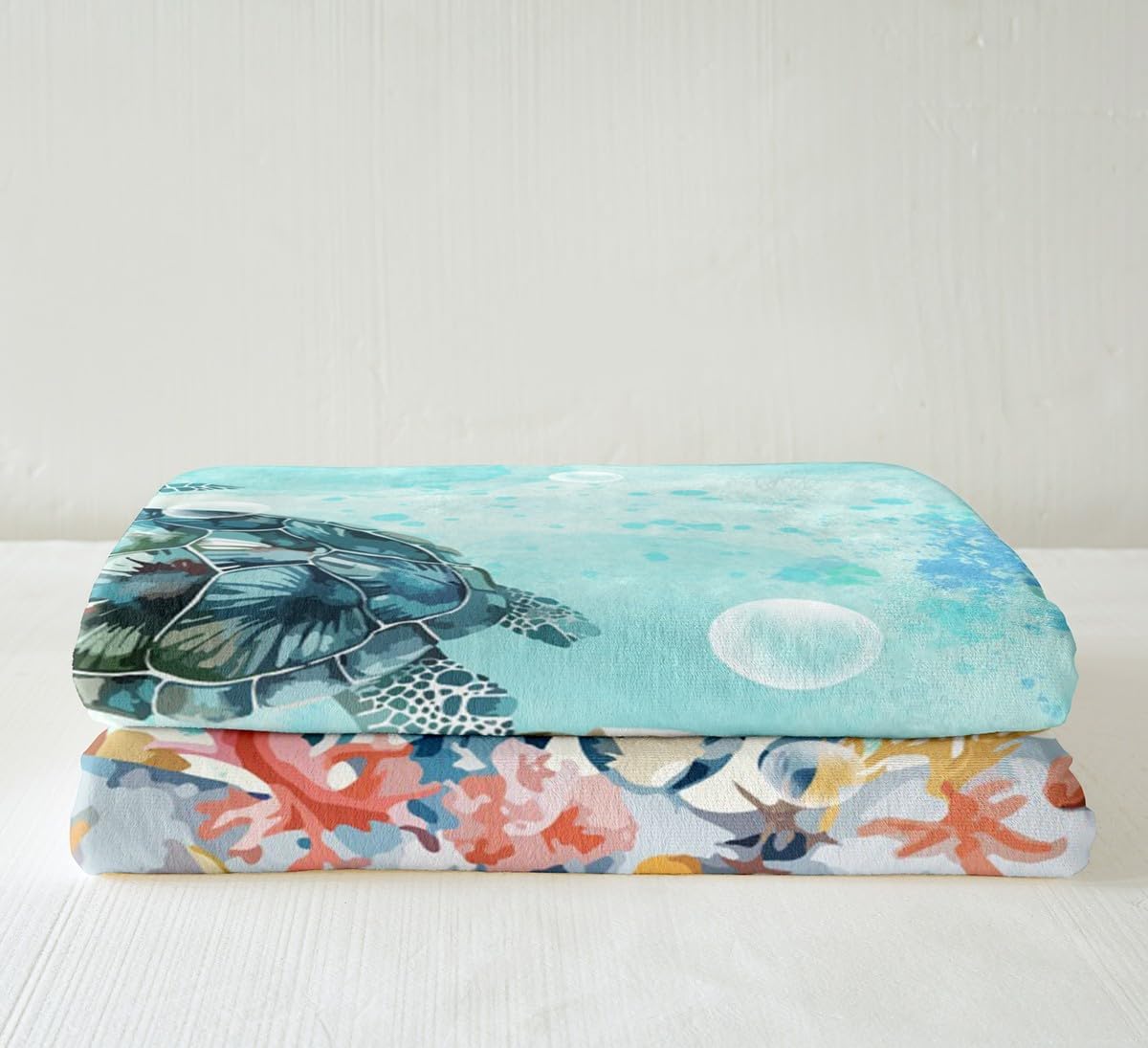 Feelyou Sea Turtle Fleece Throw Blanket Baby 30"x40" Reptile Tortoise Plush Blanket for Bed Sofa Couch Ocean Marine Themed Sherpa Blanket Underwater Animal Pattern Fuzzy Blanket Summer