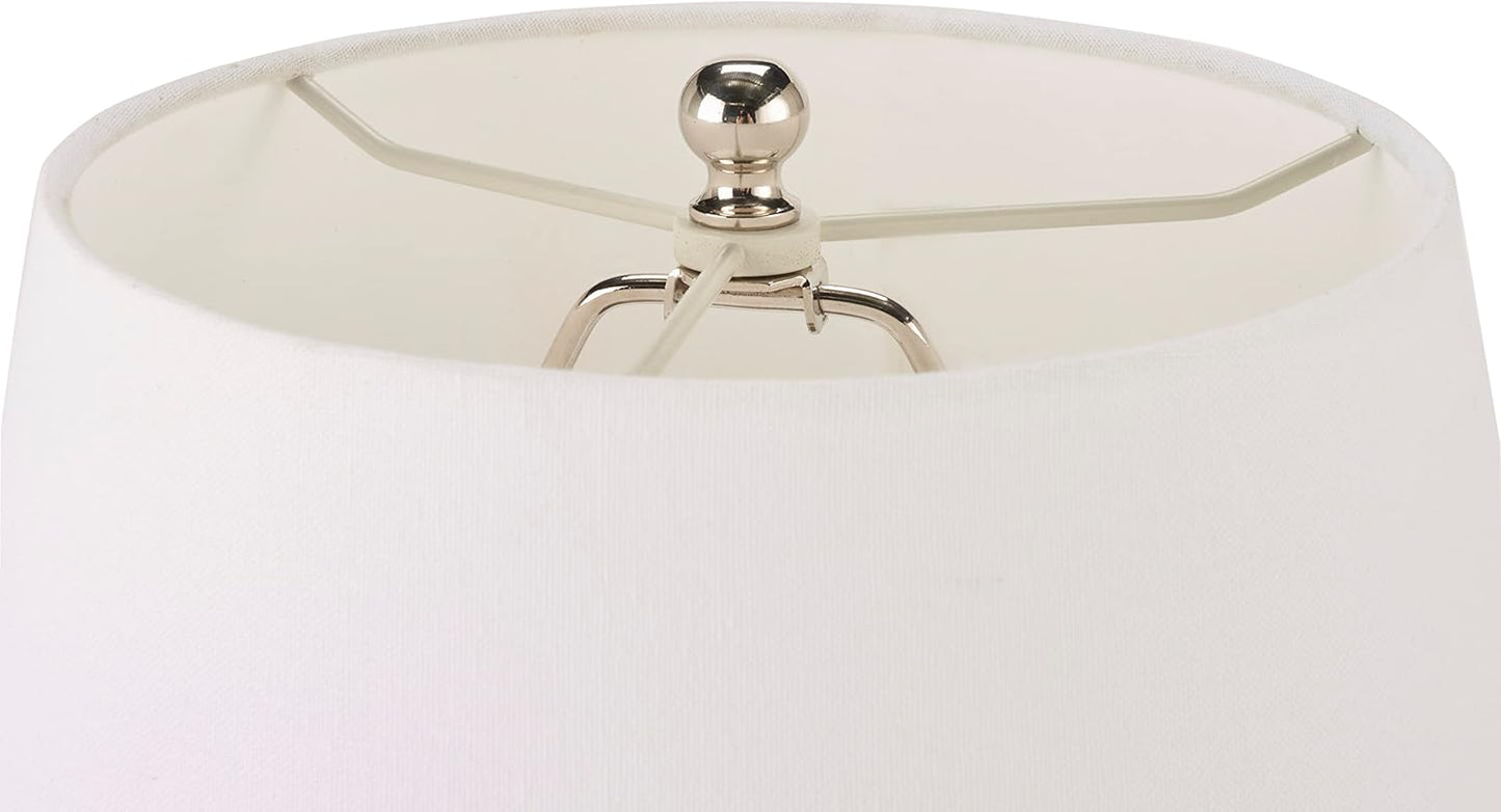 Nourison Home 18" Grey Organic Gourd Ceramic Table Lamp for Bedroom, Living Room, Dining, Entryway
