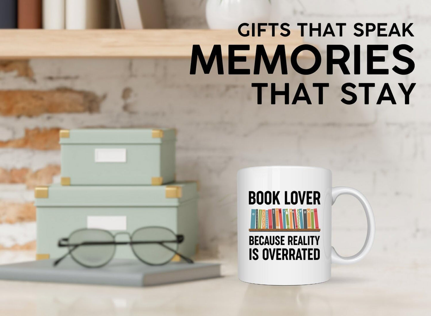 Book Lovers Coffee Mug 11oz White -Reality overrated - Book Reader Bookworm Addict Bookish Librarian Nerd Gifts Decor for Men Women