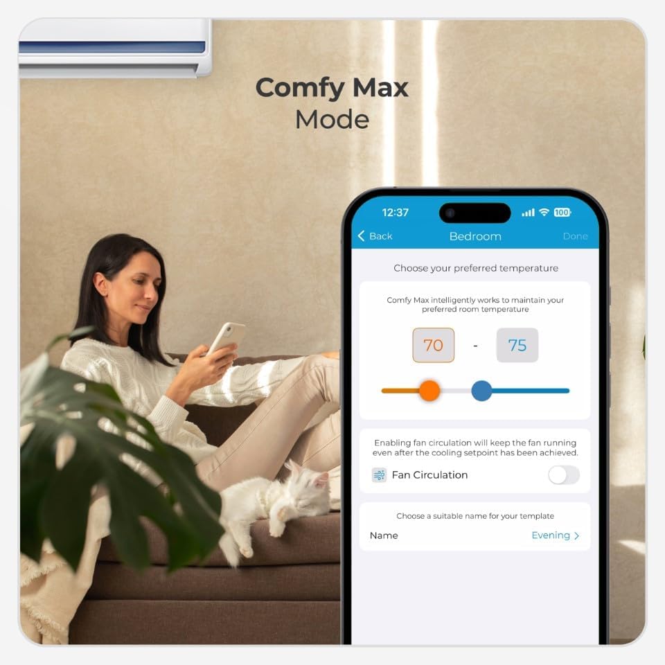 Breez Max Smart AC Controller | AHR Product of the Year WiFi Thermostat for Mini-Split, Window, Portable AC/Heat Pump | AI-Based Tech | Free App, No Subscription | Alexa, Google, IFTTT etc. (White)