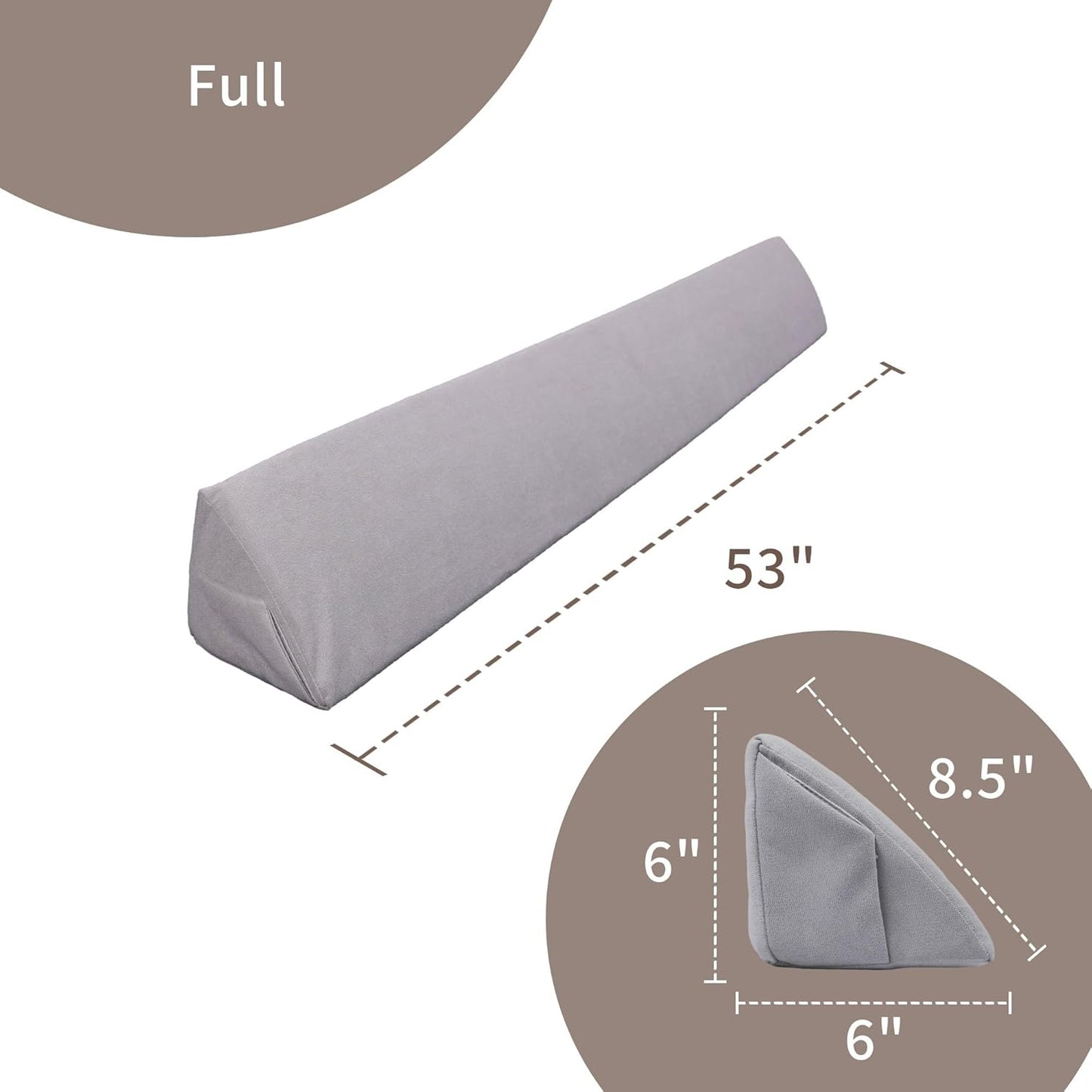Aurako Full Size Bed Wedge Pillow Headboard Pillow Mattress Wedge Bed Gap Filler Triangle Memory Foam Wedges Body Positioners for Sleeping Body Lumbar Backrest Reading Bolster Pillow
