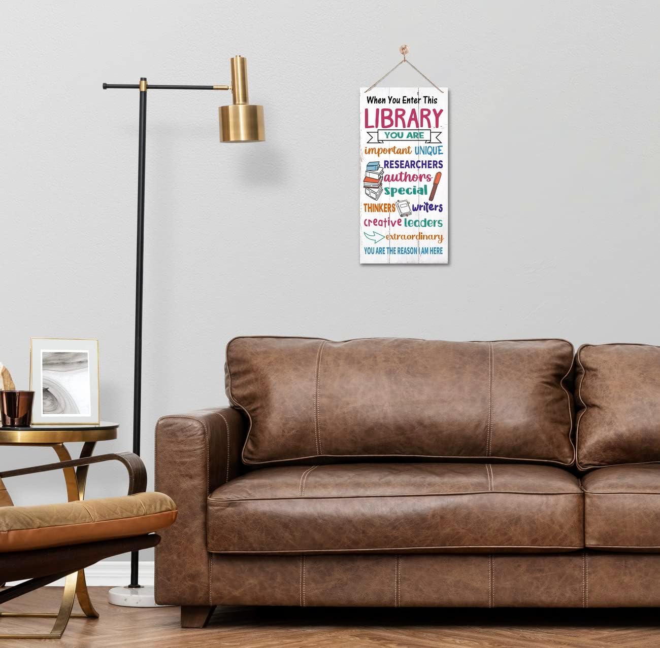 Library Signs Decor, Hanging Wood Sign Library Décor, Primitive Wood Wall Art Sign, Motivational Office Wall Sign, Wood Wall Décor, Rustic Library Wall Décor, Library Welcome Sign Door Sign