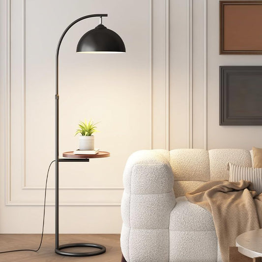 66.9" Arc Floor Lamp with Table Adjustable Height Floor Lamps Nordic Cream Style Tall Standing Light with Adjustable Lamp Head Corner Tall Lamp E27 Base for Living Room Kids Room