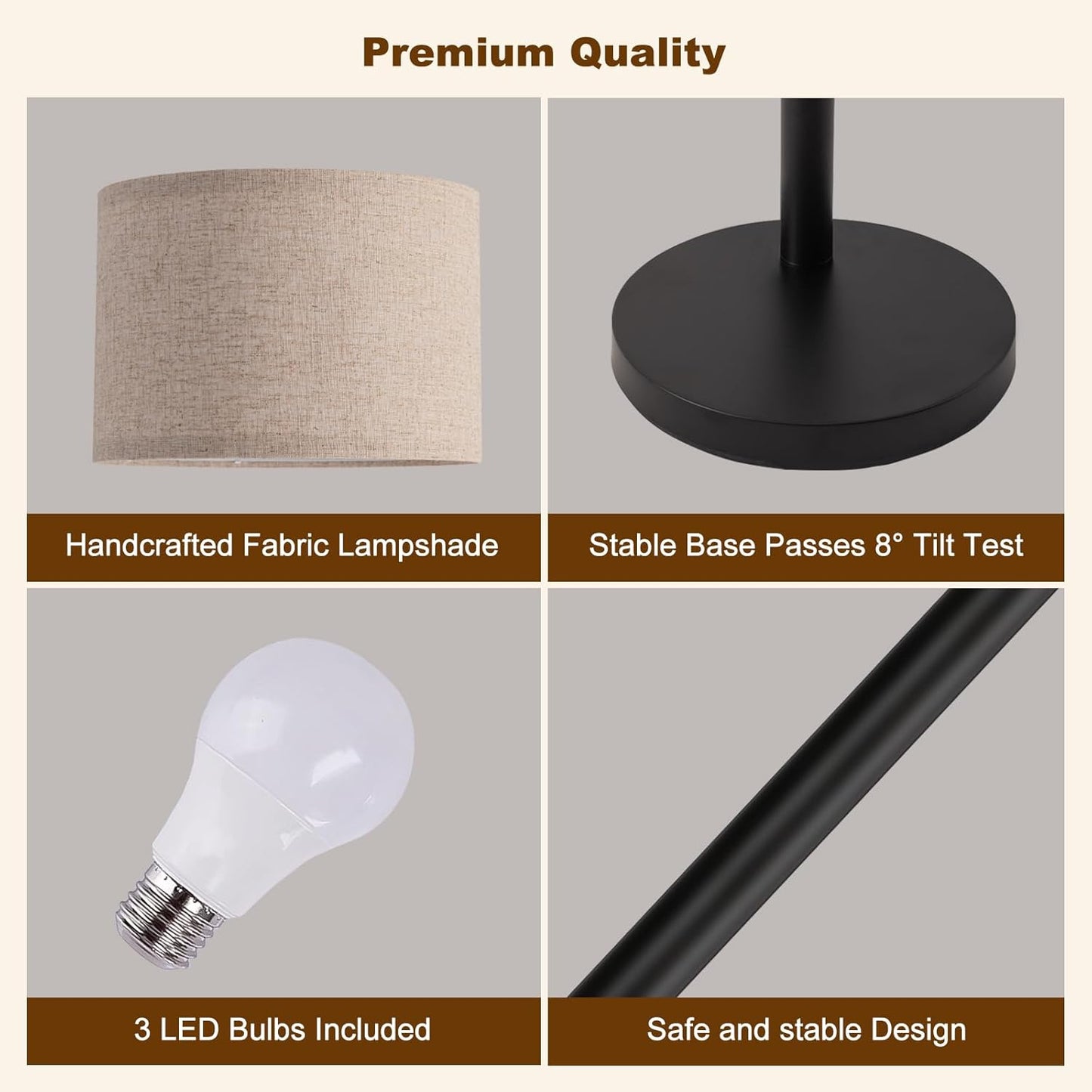 Floor Lamps for Living Room, 2400LM Super Bright Arc Floor Lamp with Remote Control, 3 Light Tall Floor Lamps with Stepless Dimmable, 80" Mid Century Tree Floor Lamp for Bedroom, Office