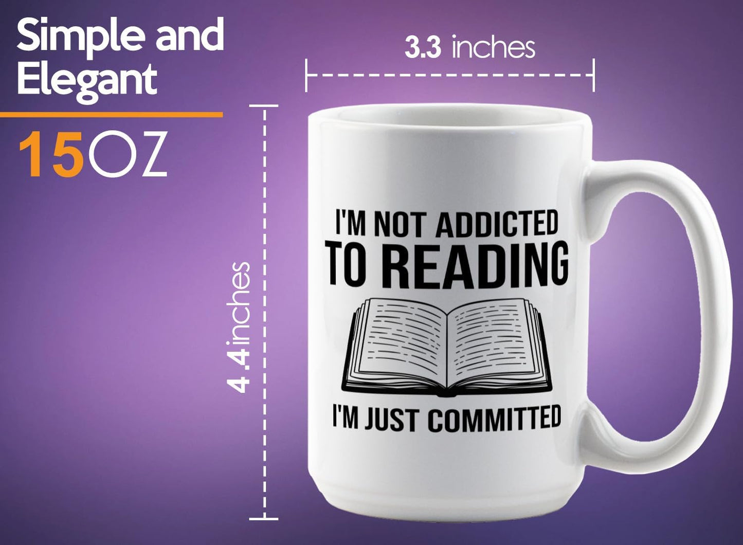 Book Lover Coffee Mug 15oz White -Im not addicted - Bookworm Literature Library Book Lover Reader Booked Editor Intellectual Studious