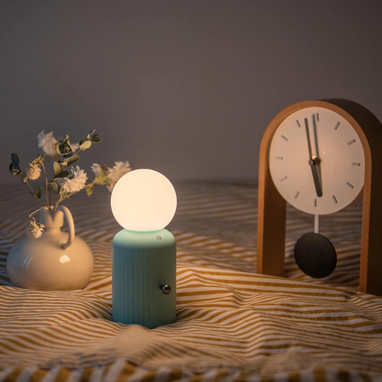 Skittle Table Lamp with Charging Pad - Bedside Nightstand Home Decor for Office, Bedroom, Living Room Orb 3" W x 7" H (Mint Green)